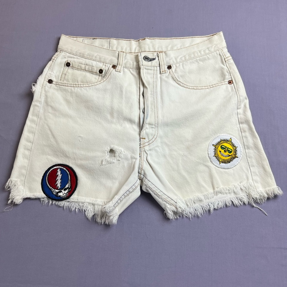 Vintage 90's Levi's Cutoff Shorts w/Grateful Dead Patches
